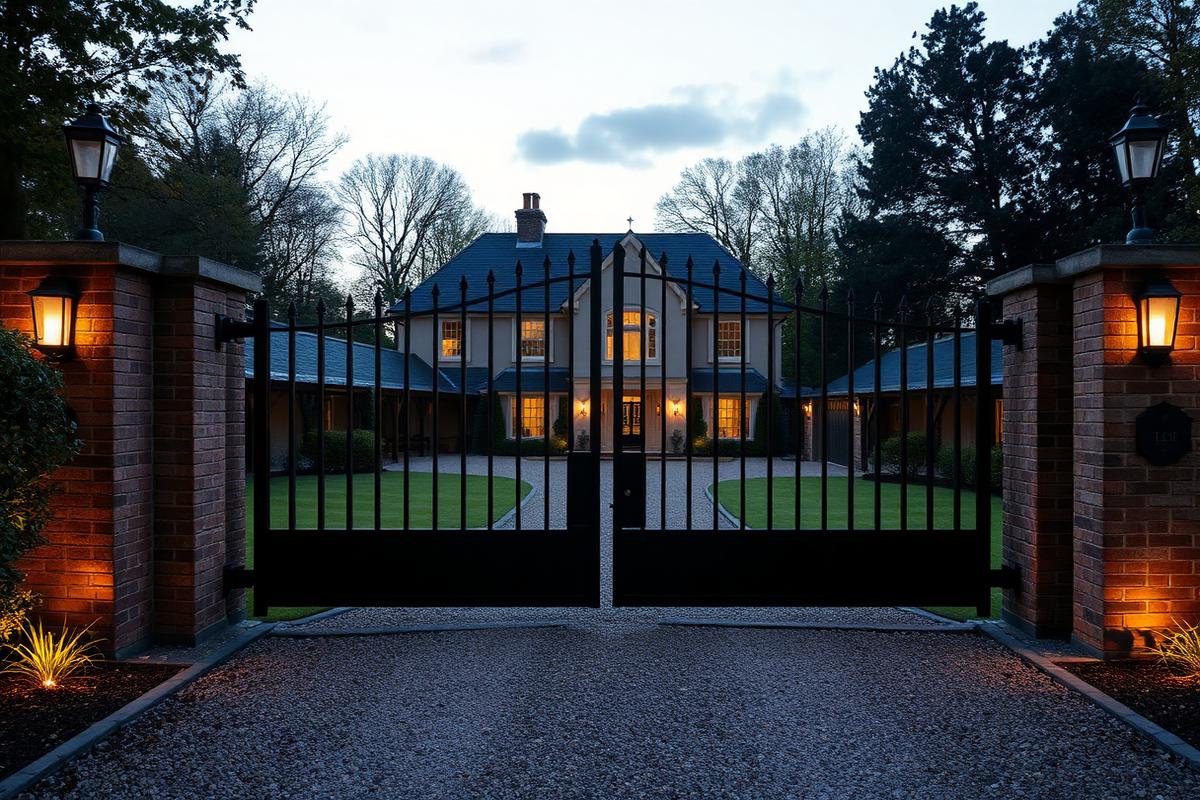 Automated electric driveway gates at a country house